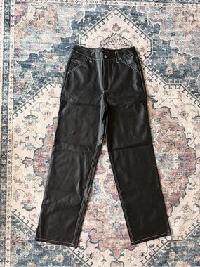 Dolls Kill x Hesperus Black Faux Leather Straight Leg Pant